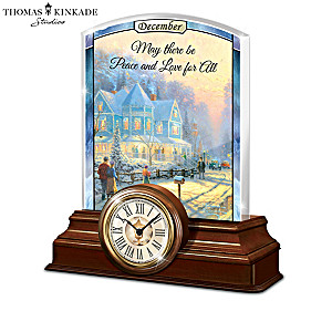 Thomas Kinkade Lighted Glass Panel Clock Calendar Collection