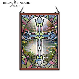 Thomas Kinkade Stained-Glass Window Decor With Religious Art