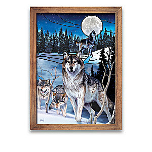 Al Agnew Wolf Art Stained-Glass Collection Lights Up