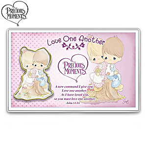 Precious Moments Pins With Collector's Cards And Display