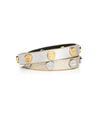 Tory Burch Color-block Double-wrap Logo Stud Bracelet : Women's Jewelry