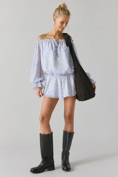 Kimchi Blue Penelope Blouson Chiffon Off-The-Shoulder Romper