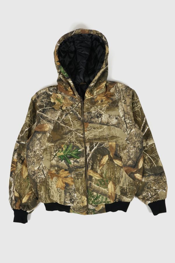 Slide View: 1: Reworked Camo Hooded Jacket