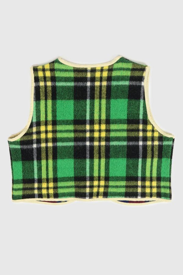 Slide View: 2: Reworked Woolen Plaid Tie Vest 12