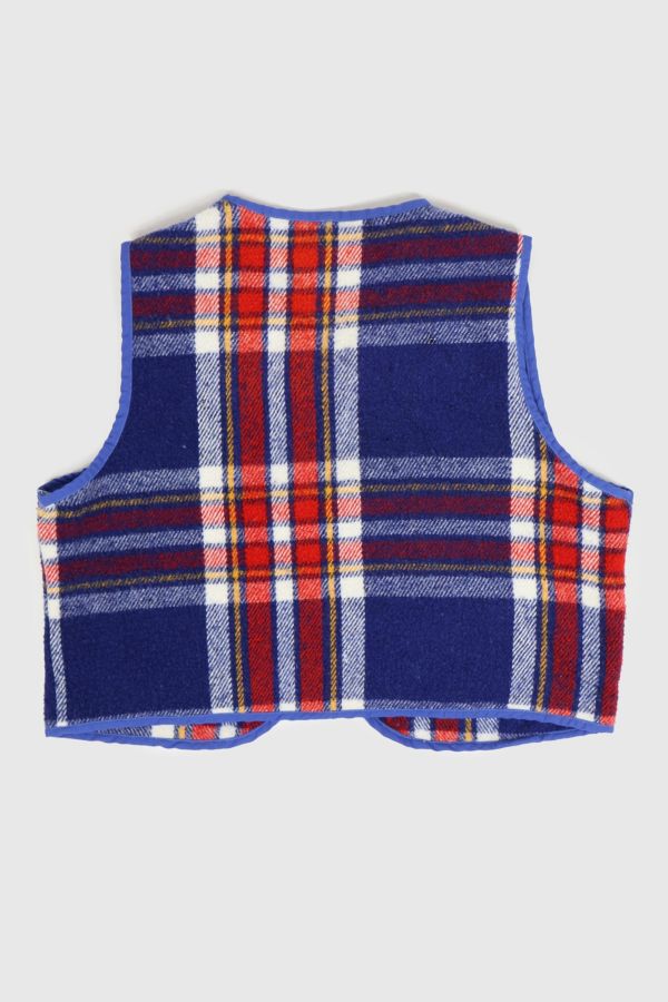 Slide View: 2: Reworked Woolen Plaid Tie Vest 17