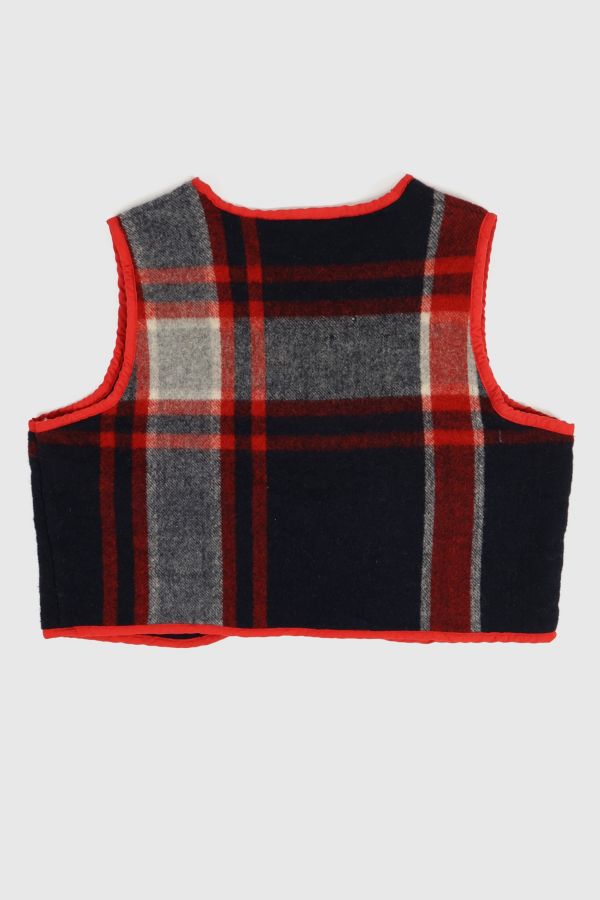 Slide View: 2: Reworked Woolen Plaid Tie Vest 11