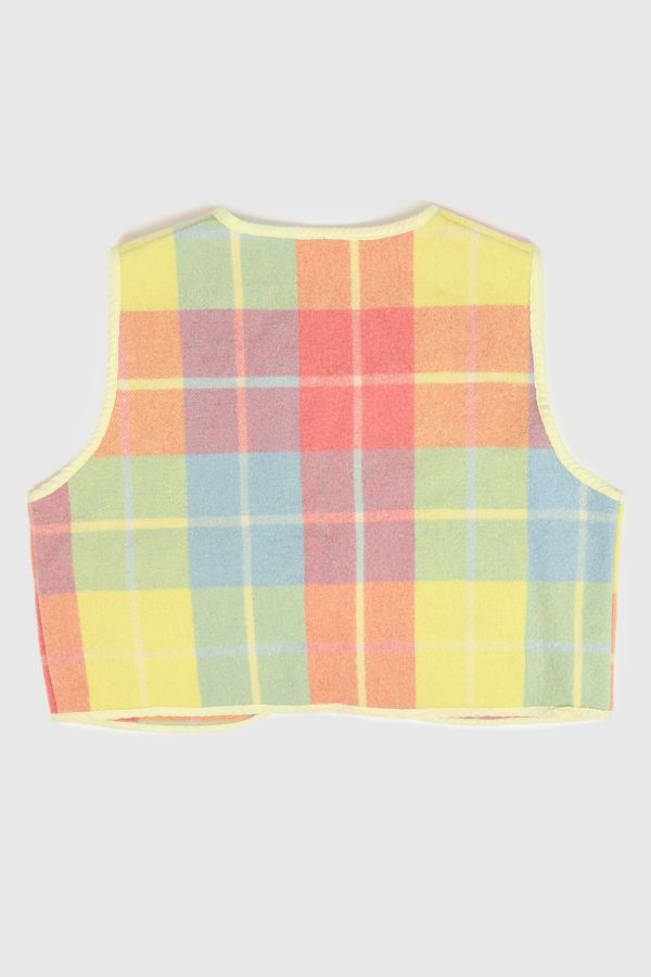 Slide View: 2: Reworked Woolen Plaid Tie Vest 15