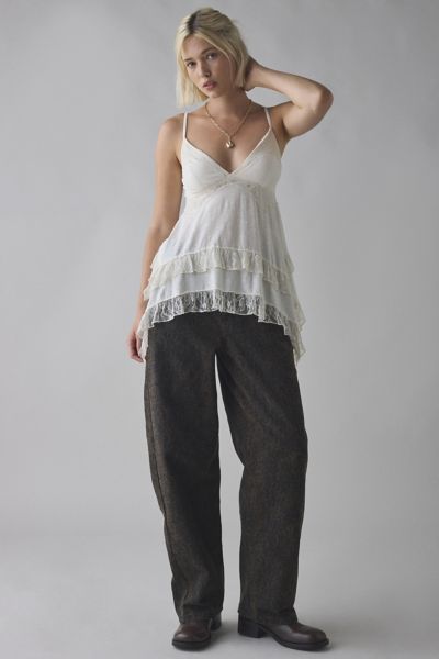 BDG Logan Printed Buckle Baggy Barrel Jean