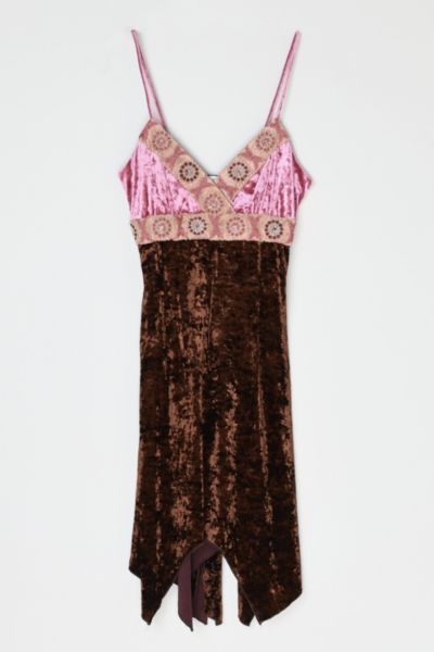 Vintage Y2k Embroidered & Beaded Velvet Midi Dress