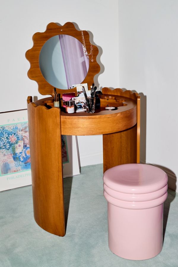 Slide View: 1: Stacie Wood Flip-Top Mirror Vanity