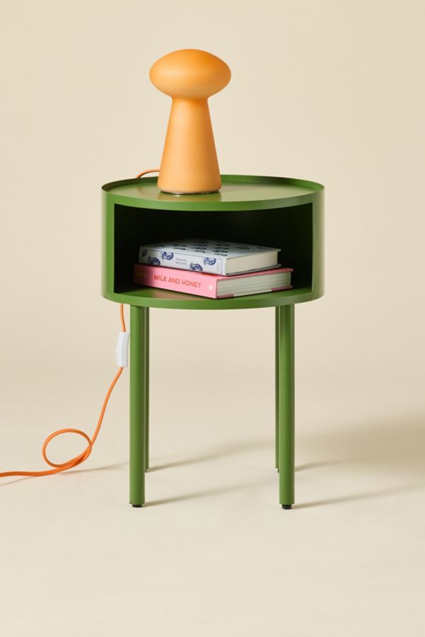 Slide View: 1: Lucie Iron Cutout Storage Nightstand