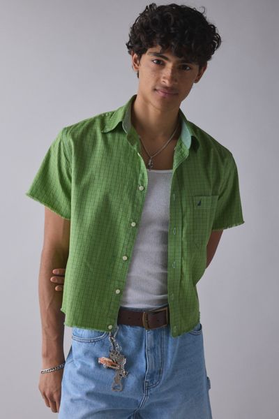 ReMADE By UO Check Pattern Cropped Short Sleeve Shirt
