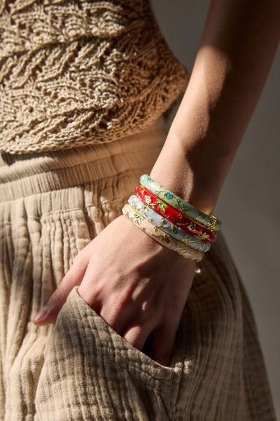 Jane Enameled Floral Bangle Bracelet