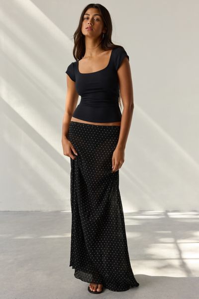 BDG Drew Cap Sleeve Square Neck Cropped Tee