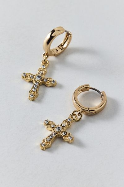 Maria Rhinestone Cross Hoop Earring