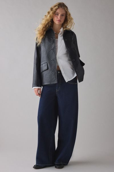 UO Sydney Faux Leather Oversized Dad Jacket