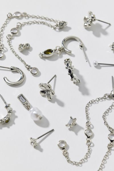 Poppy Rhinestone Post And Hoop Earring Set