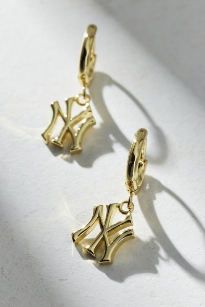 Luv Aj MLB New York Yankees Logo Charm Hoop Earring