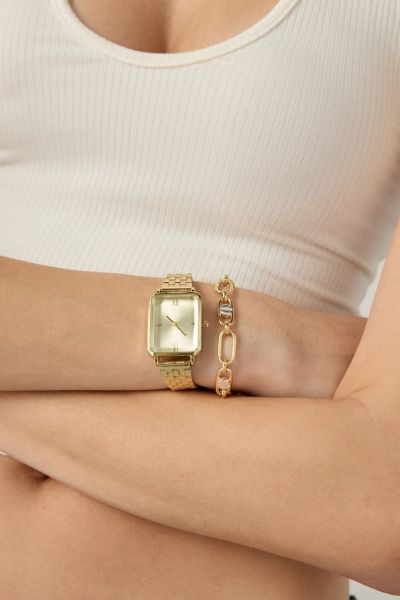 Mother Of Pearl Metal Rectangle Watch