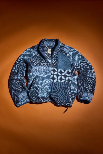 BDG Printed Fleece Quarter Zip Sweatshirt