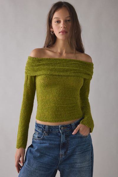 Kimchi Blue Lily Sheer Lace Long Sleeve Off-The-Shoulder Top