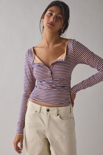Out From Under Betty Boatneck Long Sleeve Henley Top