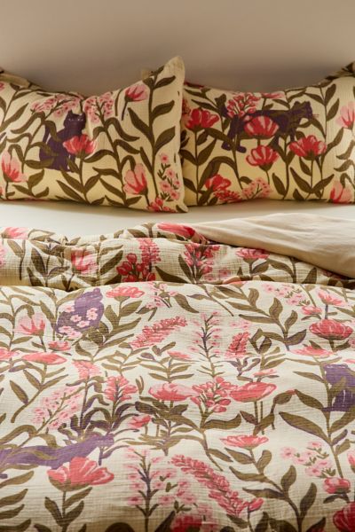 Wren Floral Patterned Slub Duvet Cover