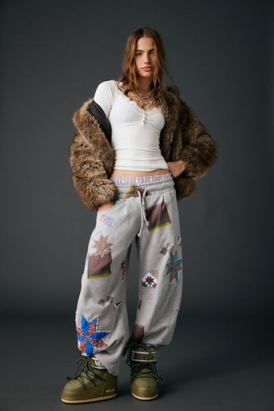 Out From Under Essential Patchwork Graphic Barrel Leg Sweatpant
