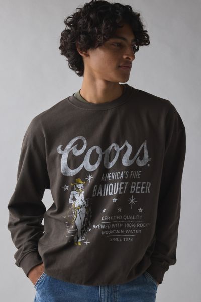Coors Banquet Beer Cowgirl Graphic Crew Neck Sweatshirt