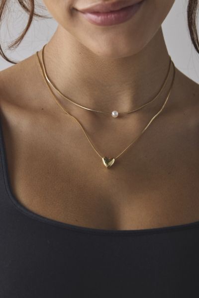 Edie Heart Charm Delicate Layering Necklace Set