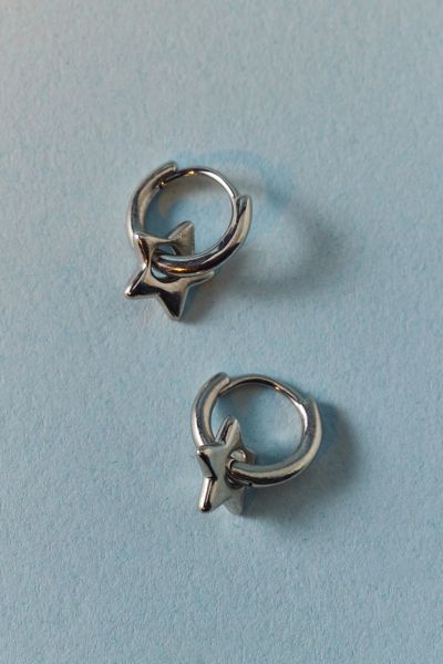 14k Gold Plated Puffy Star Mini Hoop Earring