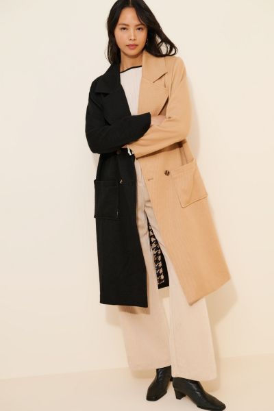 4SI3NNA Perry Two-Tone Wool Blend Longline Coat