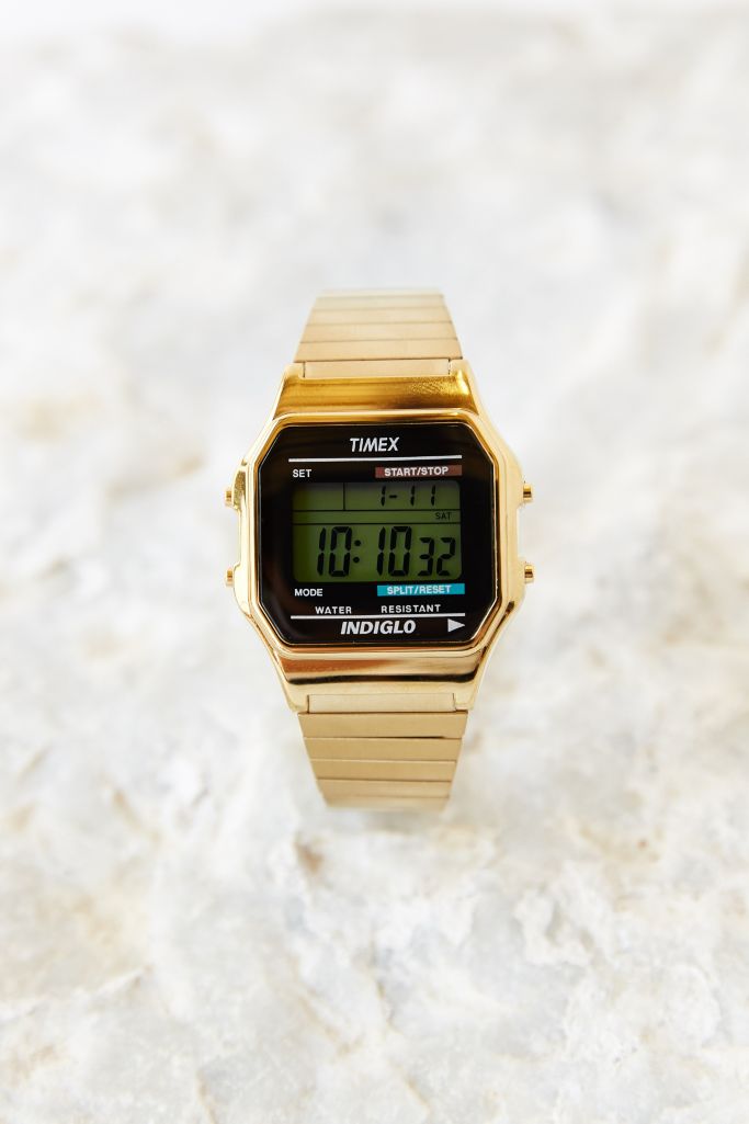timex gold digital watch