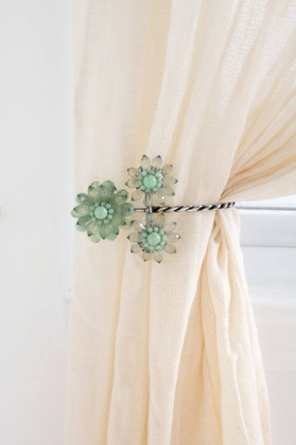 Triple Beaded Flower Curtain Tie Back Urban Outfitters
