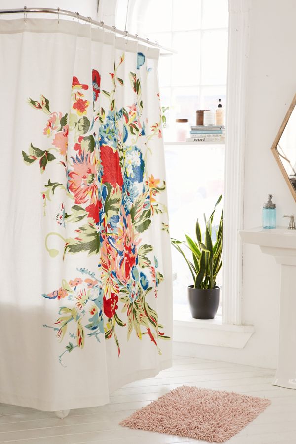 Romantic Floral Scarf Shower Curtain 095 b