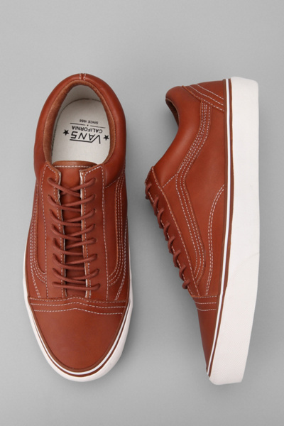 brown leather old skool vans