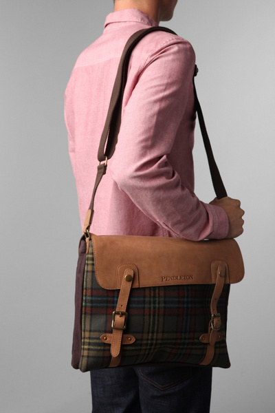 plaid messenger bag