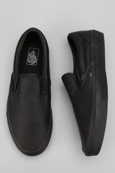 vans classic slip on italian leather all black