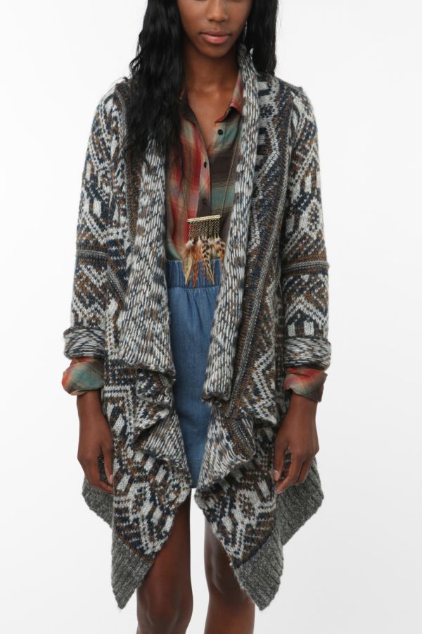 Staring At Stars Pattern Drape Open Cardigan Urban Outfitters