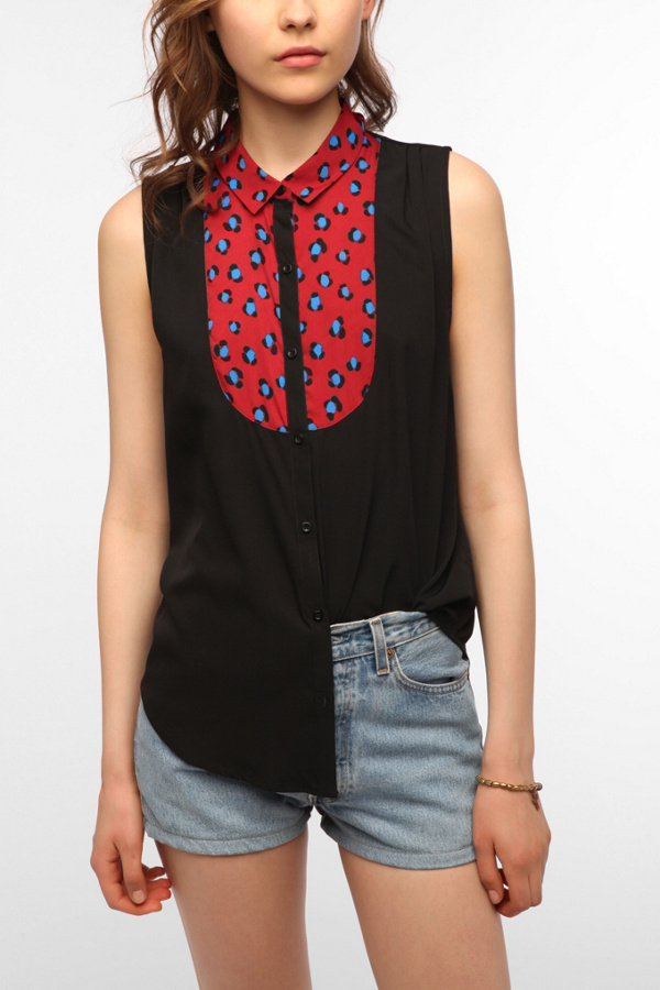 Cooperative Contrast Bib Sleeveless Blouse Urban Outfitters