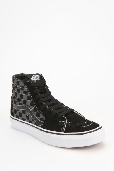 black checkerboard vans high top