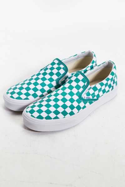 teal checkered vans