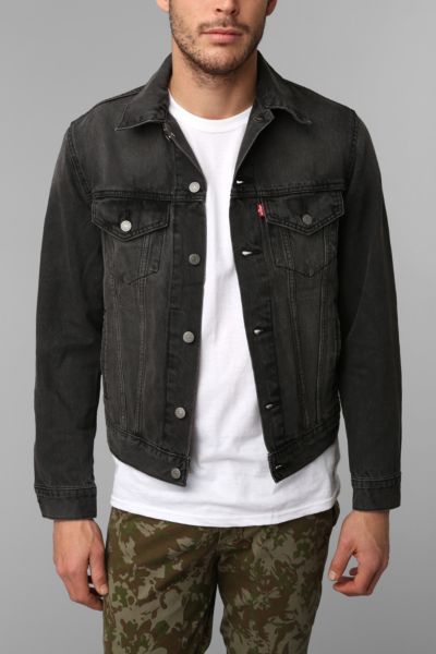 levi's washed black denim trucker jacket