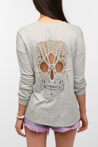 lace back sweatshirt