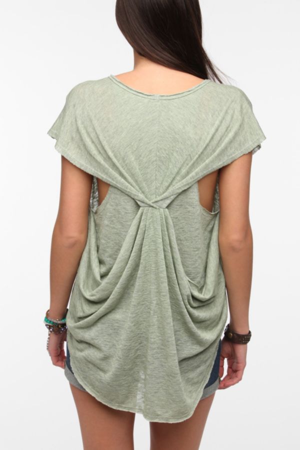 Sparkle Fade Drape Back Sweater Knit Tee Urban Outfitters