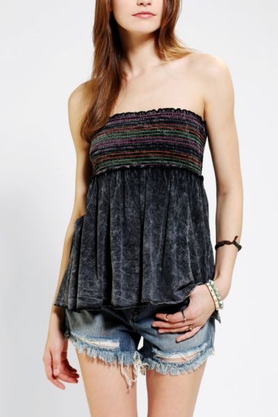 smocked strapless top