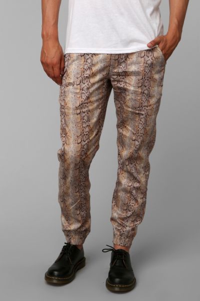 snakeskin jogger pants