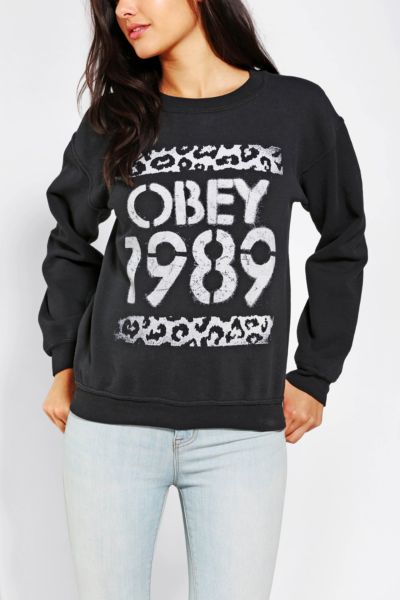 obey cheetah print sweatshirt