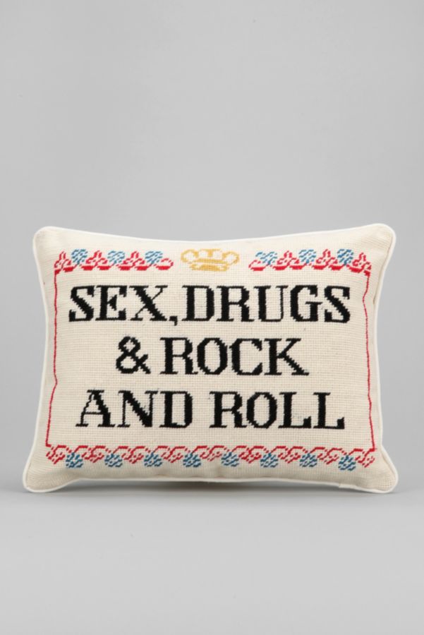 Subversive Cross Stitch Sex Drugs Rock N Roll Pillow Urban