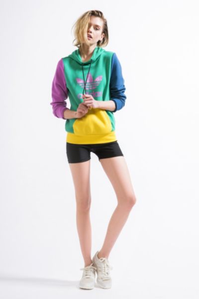 adidas trefoil colorblock pullover hoodie sweatshirt